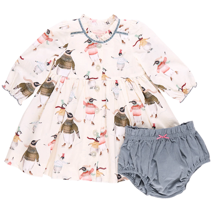 Baby Girls Charlie Dress Set- Penguins on Ice