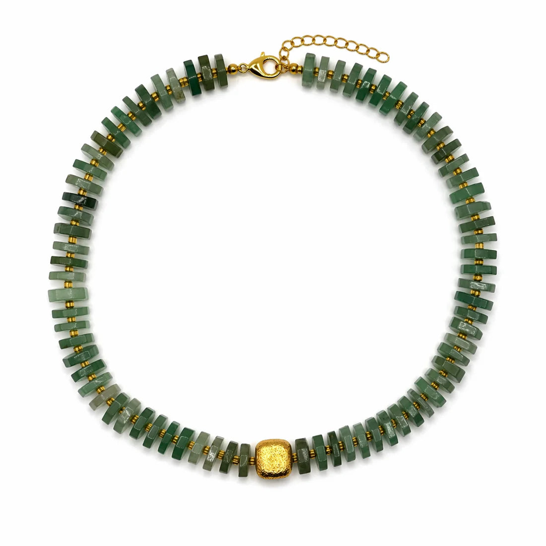 Chunky Seafoam Jade Flat Gemstone Necklace