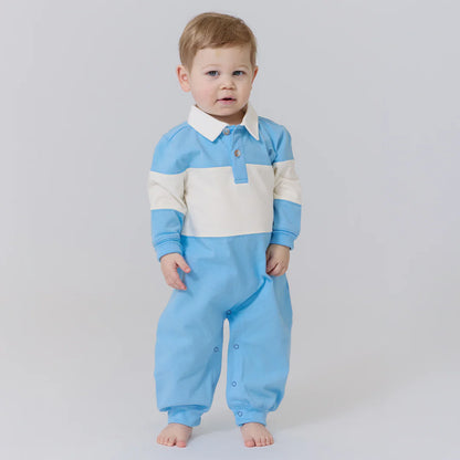 Baby Boys Albert Rugby Jumper- Blue + White