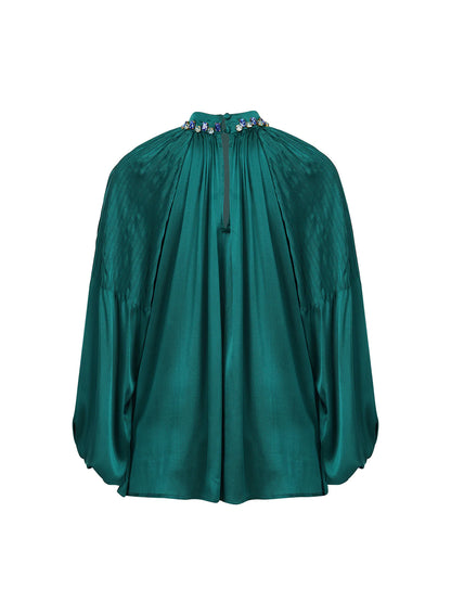 Cara Cadmium Green Satin Top