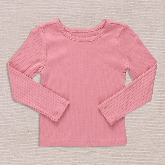 SeeSaw Long Sleeve Rib T-Shirt- Dark Pink