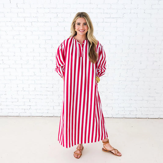 Cabana Dress- Red Stripe