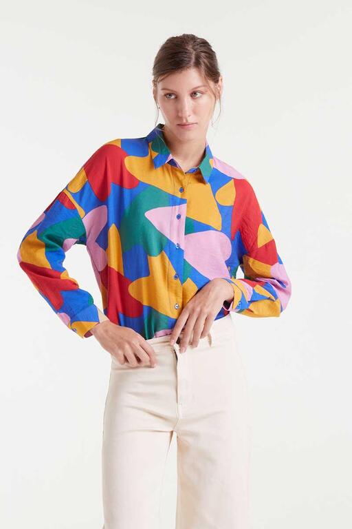 Conversational Collared Blouse