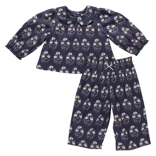 Baby Girls Dawson 2-Piece Set- Navy Strawflower