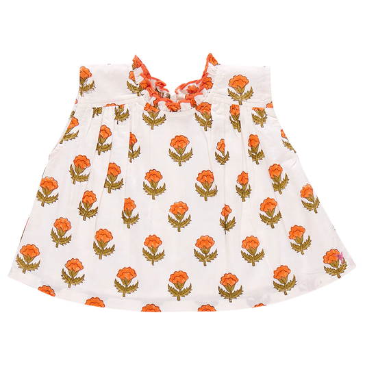 Girls Misha Top- Small Orange Bud