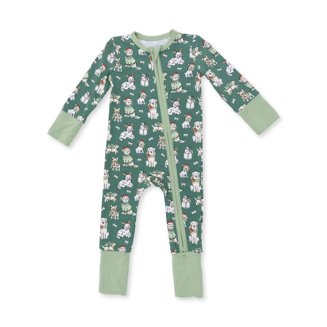 Green Christmas Dogs Convertible Romper