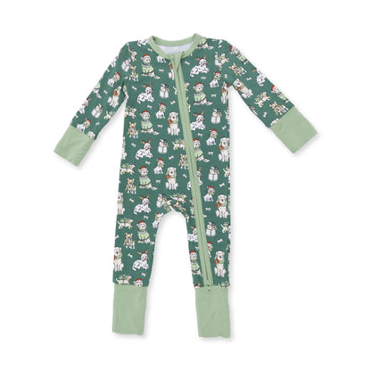 Green Christmas Dogs Convertible Romper