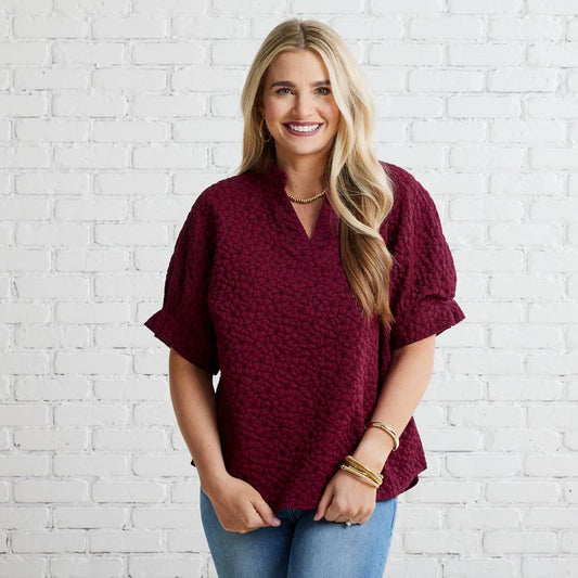 Annie Quilted Top- Maroon