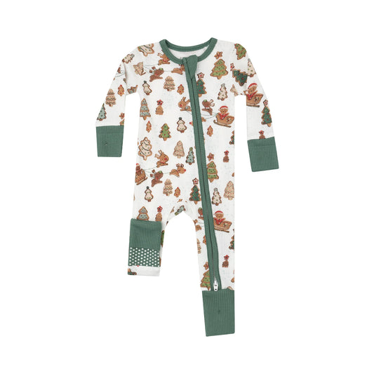 2 Way Zipper Romper- Gingerbread Sleigh Ride