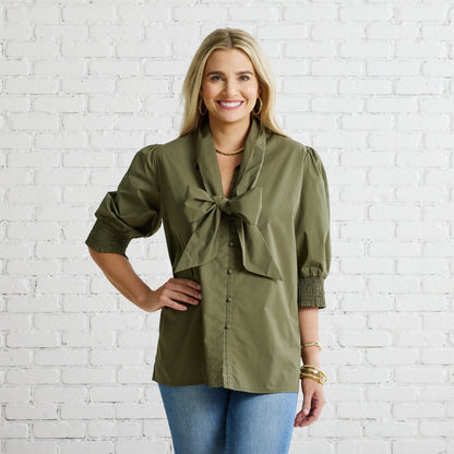 Holly Bow Top- Olive