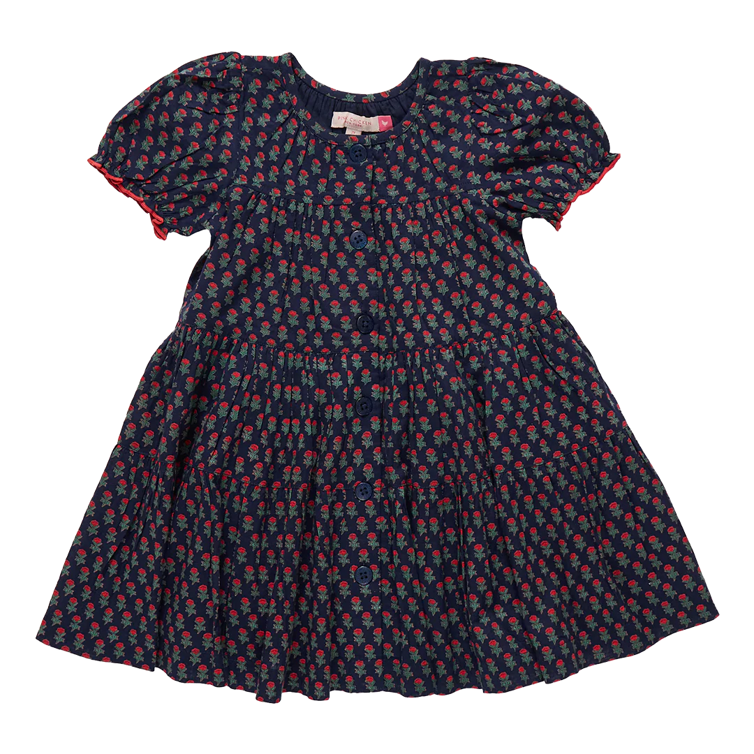 Girls Elizabeth Dress- Navy Carnation