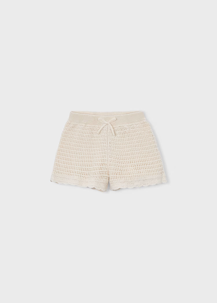 Girls Openwork Shorts- Chickpea
