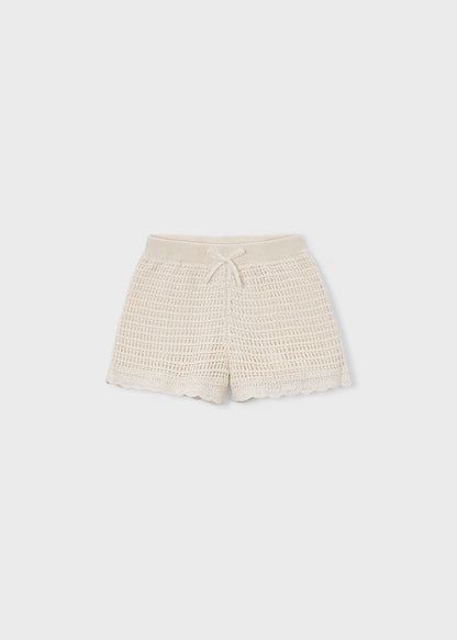 Girls Openwork Shorts- Chickpea