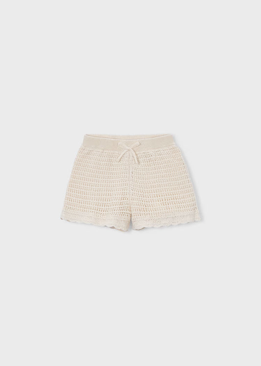 Girls Openwork Shorts- Chickpea