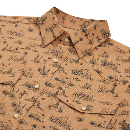 Signature Pearl Snap- Tan West Texas Toile