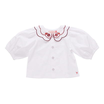 Girls Darcy Top- White Harvest Embroidery