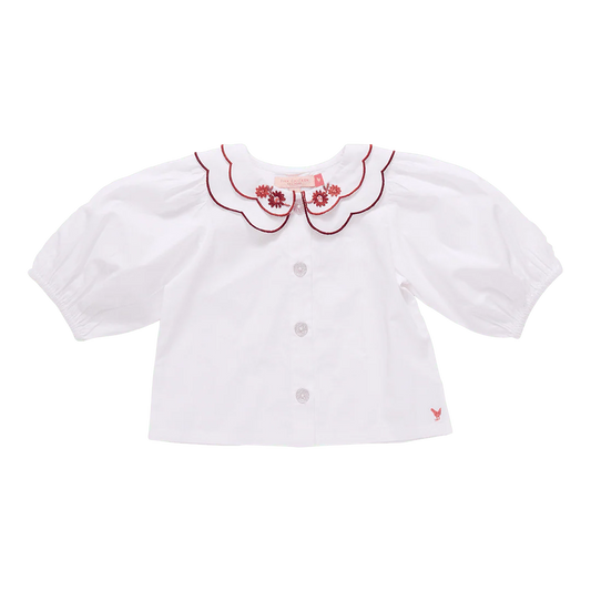 Girls Darcy Top- White Harvest Embroidery