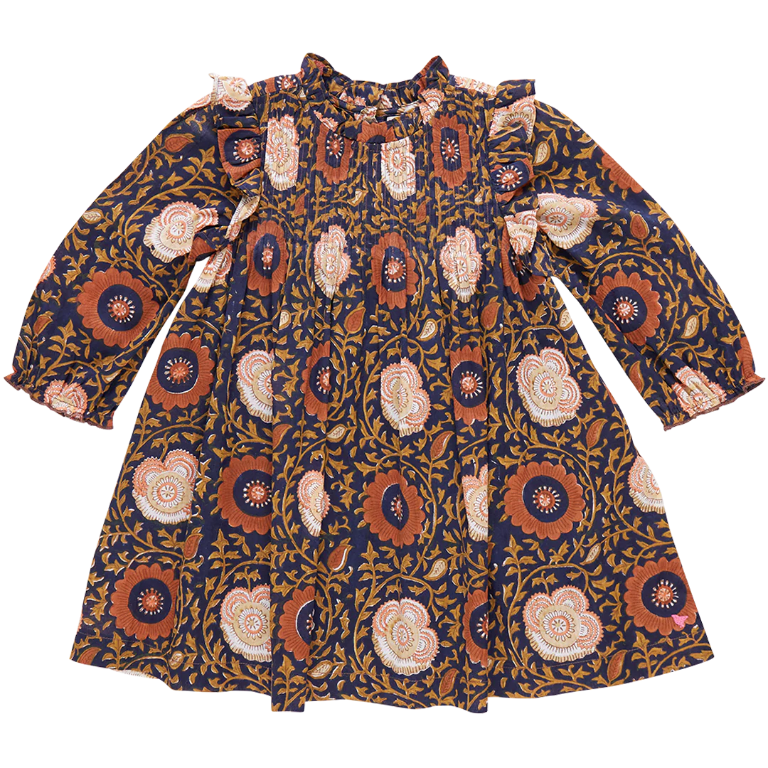 Girls Jaipur Dress- Navy Harvest Floral