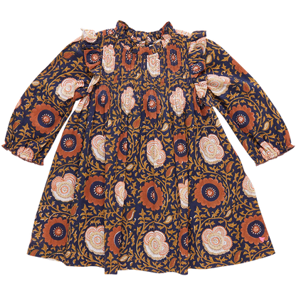 Girls Jaipur Dress- Navy Harvest Floral