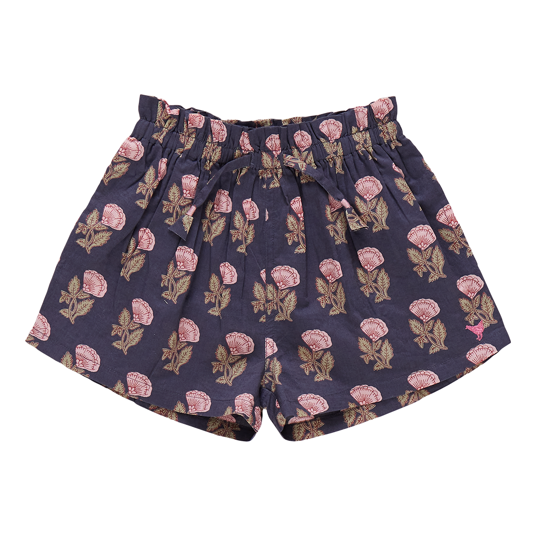 Girls Theodore Short- Navy Flower Drop