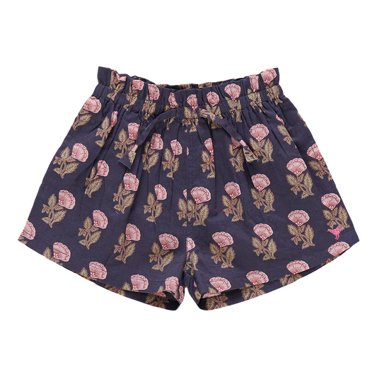 Girls Theodore Short- Navy Flower Drop