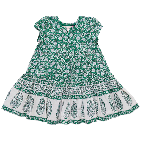 Girls Adele Dress- Green Garden Floral