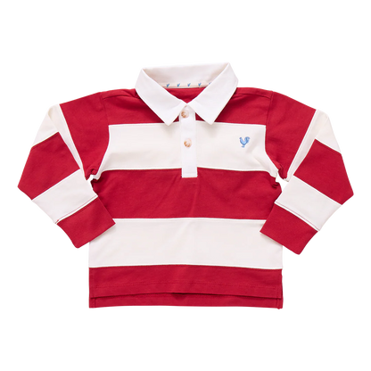 Boys Albert Rugby Shirt- Red + White
