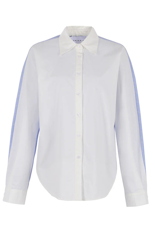 The Boyfriend Shirt w/ Contrasting Back- Blue