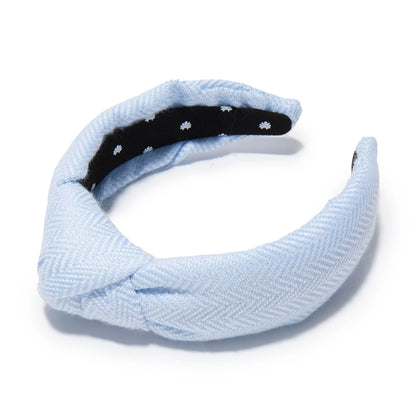 BEALE ST BLUE HERRINGBONE TBBC X LELE KNOTTED HEADBAND