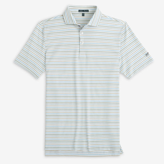 Youth Valley Stripe Polo- White/L Blue/Tan