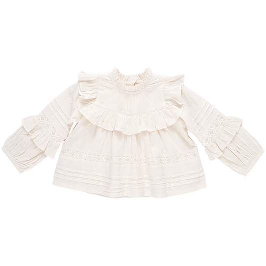 Girls Lace Mira Top- Antique White