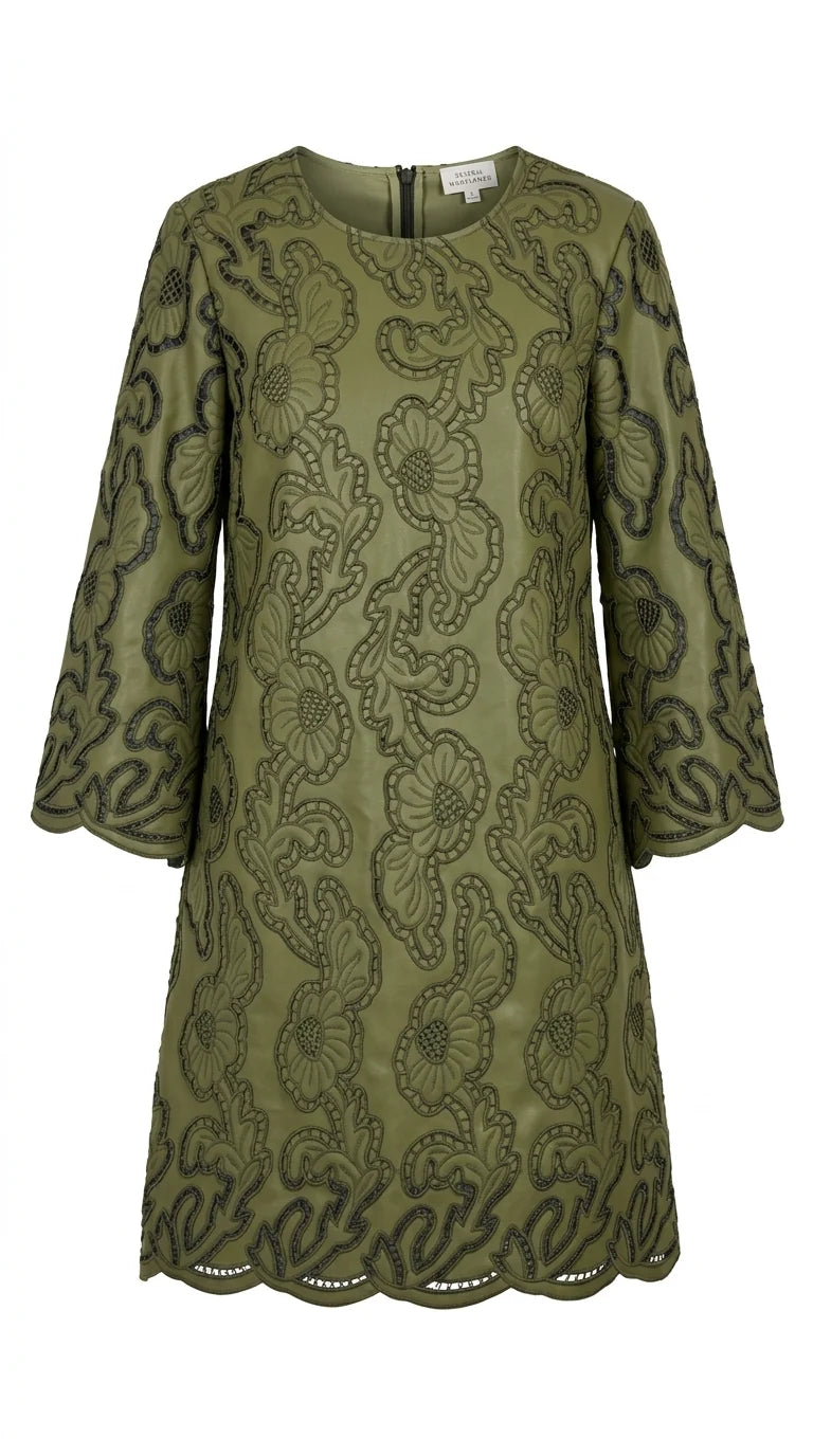 Camilla Faux Leather Caftan- Green