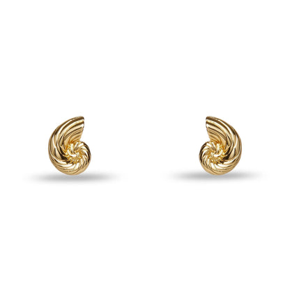 Gold Nautilus Shell Stud Earrings