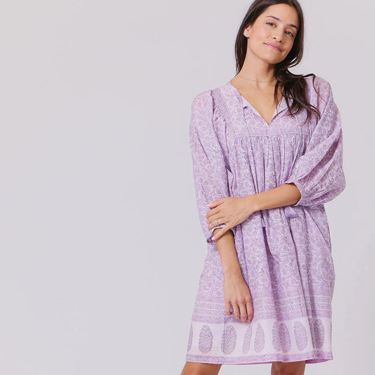 Womens Sanaa Dress- Lavender Garden Floral