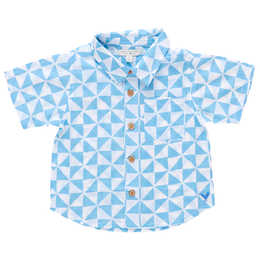 Boys Jack Shirt- Blue Triangle Check