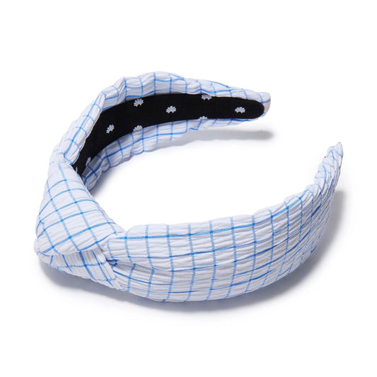 Ivory Azure Knotted Seersucker Headband