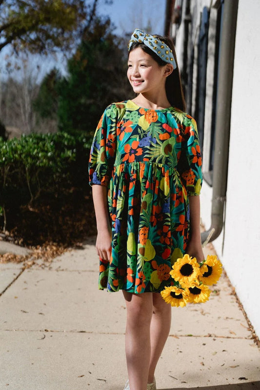 Girls Hattie Dress- Tropical Fruit