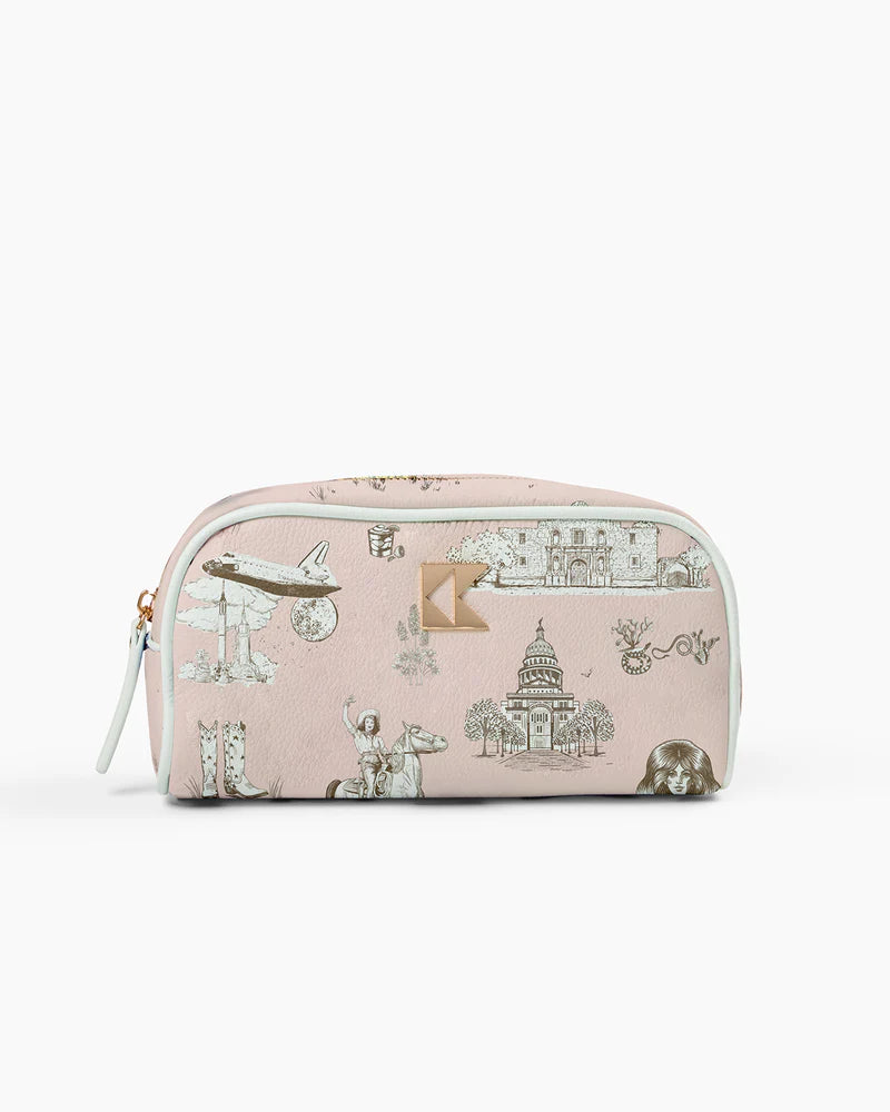 The Petite Accessory Bag by Katie Kime- Brown + Pink Texas Toile