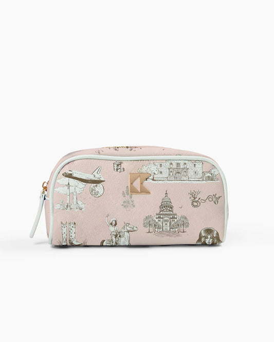 The Petite Accessory Bag by Katie Kime- Brown + Pink Texas Toile