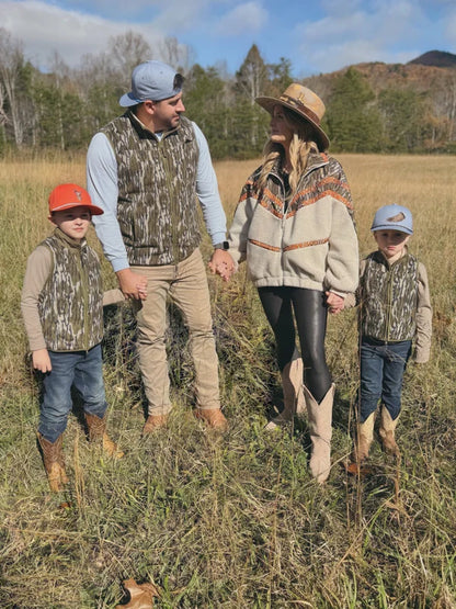 Adult Fleece + Sherpa Vest- Bottomland Mallard Sky