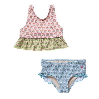 Girls Palmer Tankini- Prairie Block Print