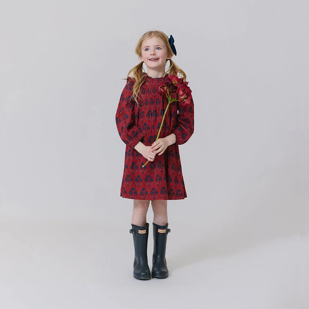 Girls Jaipur Dress- Red Autumn Strawflower