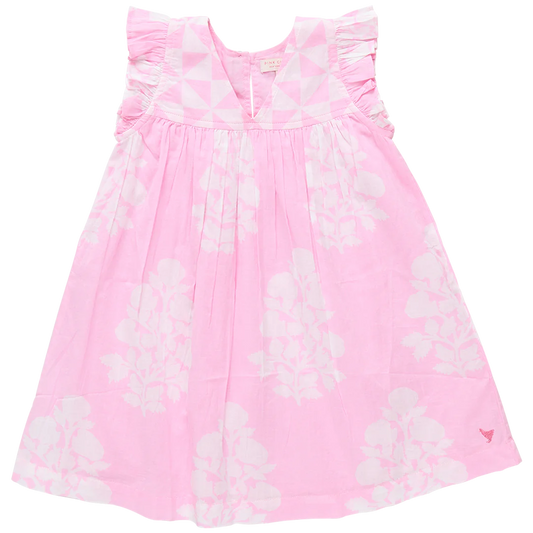 Girls Courtney Dress- Pink Bouquet Floral