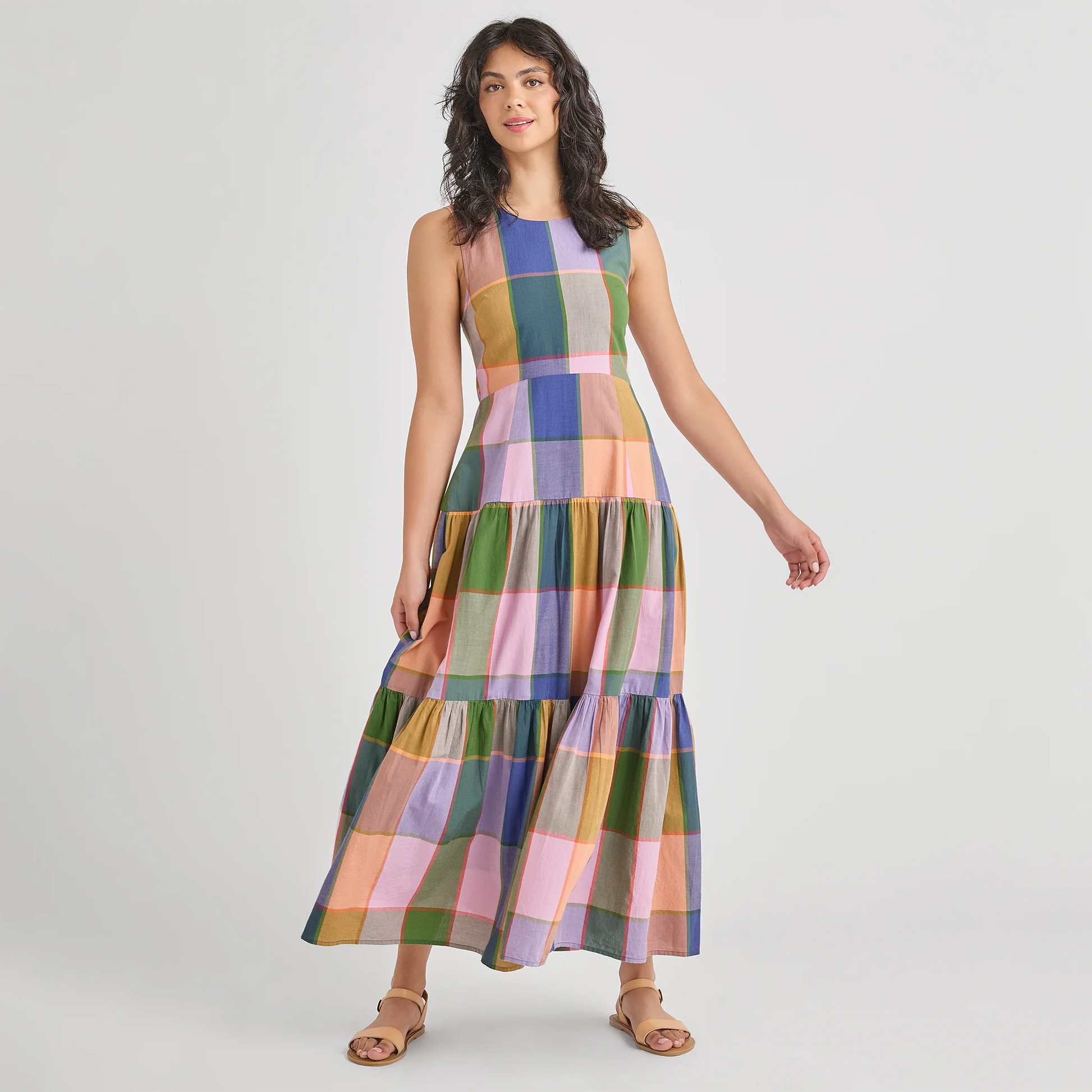 Women's Sleeveless Parker Dress- Plaid Madras