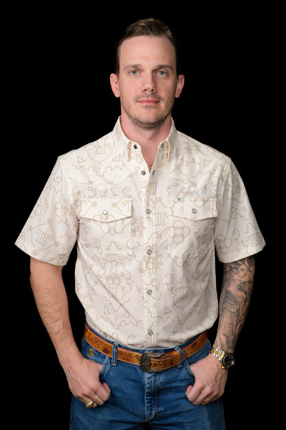The Carson Short Sleeve Snap- Beige