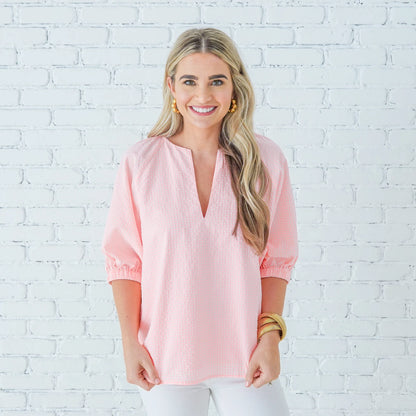 Betsy Top- Gingham Baby Pink