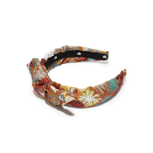 Kids Floral Rust Brocade Bow-Tie Headband