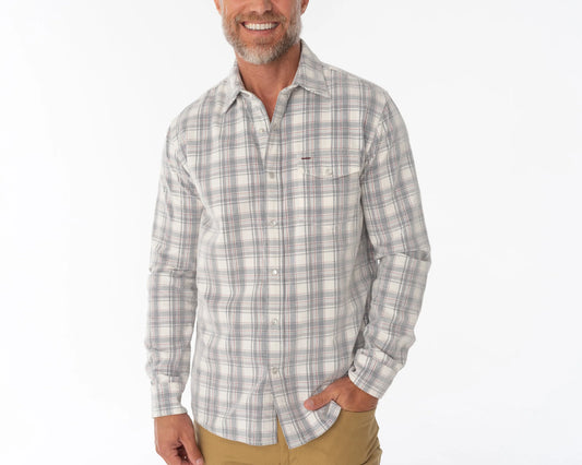 Long Sleeve Corduroy Pearl Snap- Cream Plaid