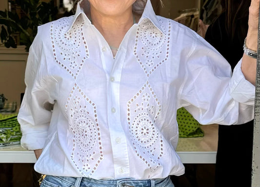 Karen Shirt- White Eyelet