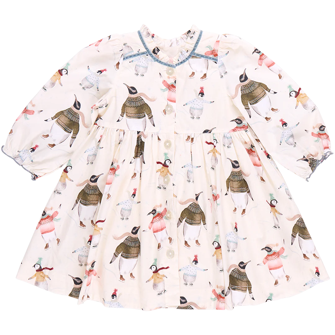 Girls Charlie Dress- Penguins on Ice